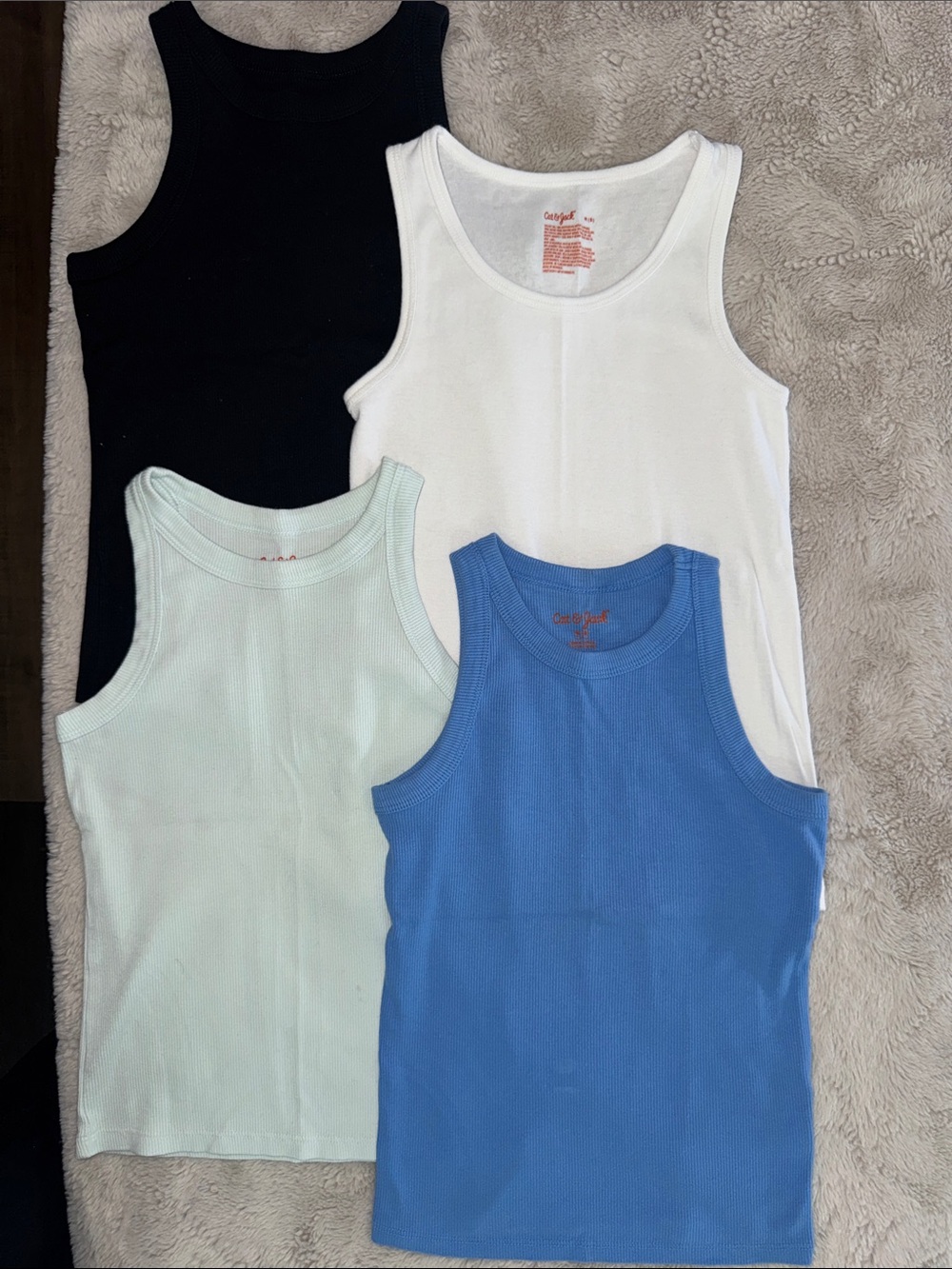 Cat & Jack Ribbed Tank Top Set — Black, White, Mint, Blue